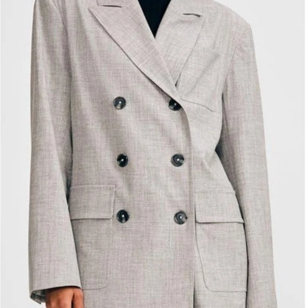 ❤️NWT Set Gray Double-Breasted Blazer and pleated suit pants set